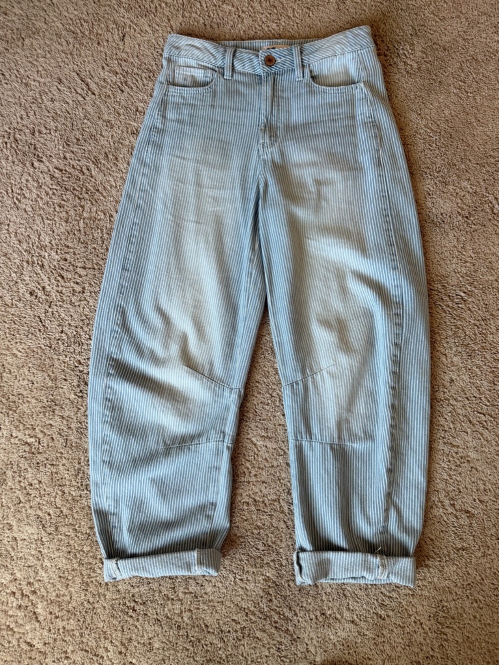 Light Blue Striped Women’s Jeans - barrel jeans